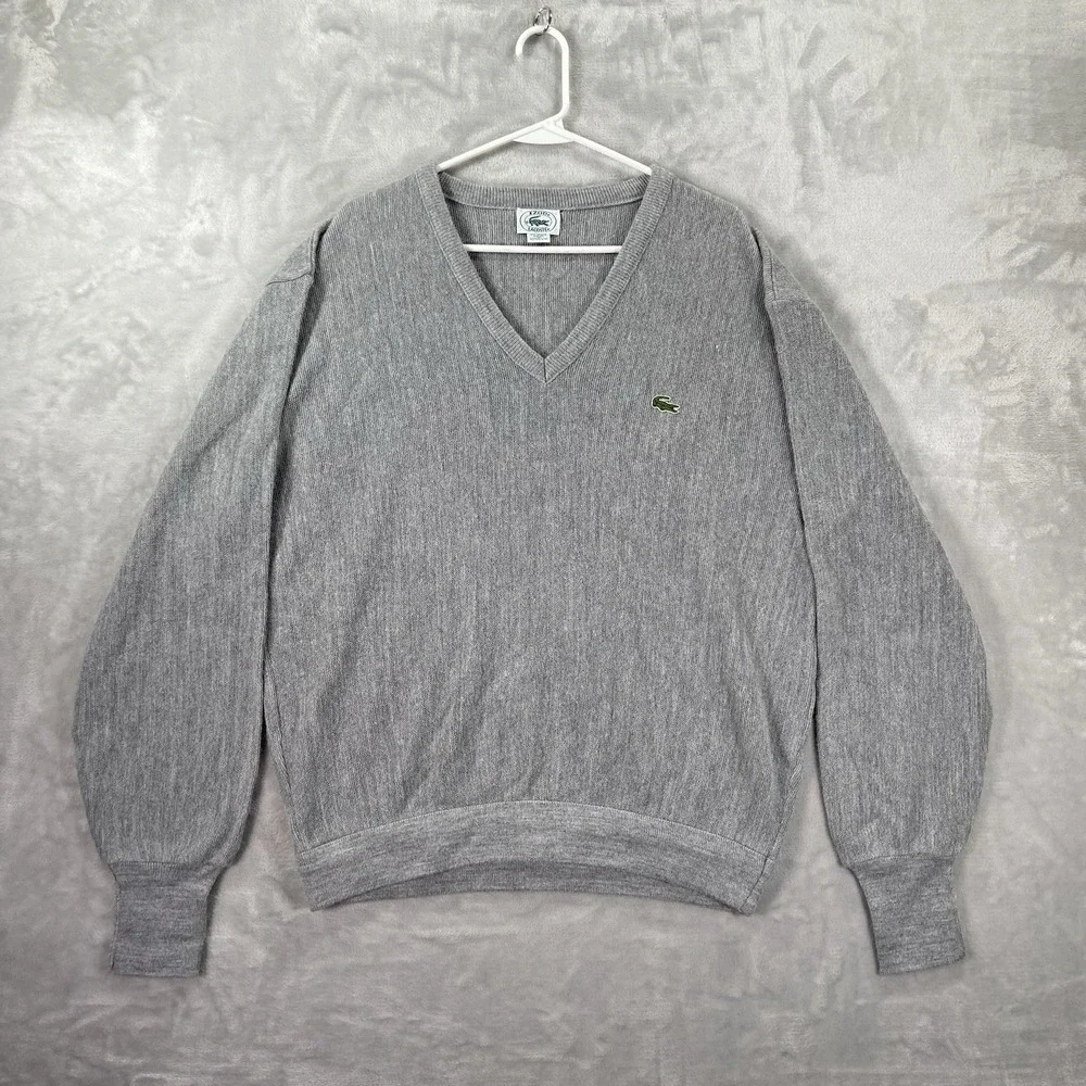 Vintage Izod Lacoste Sweater Mens XL Knit Pullover V-Neck 100% Acrylic USA Made